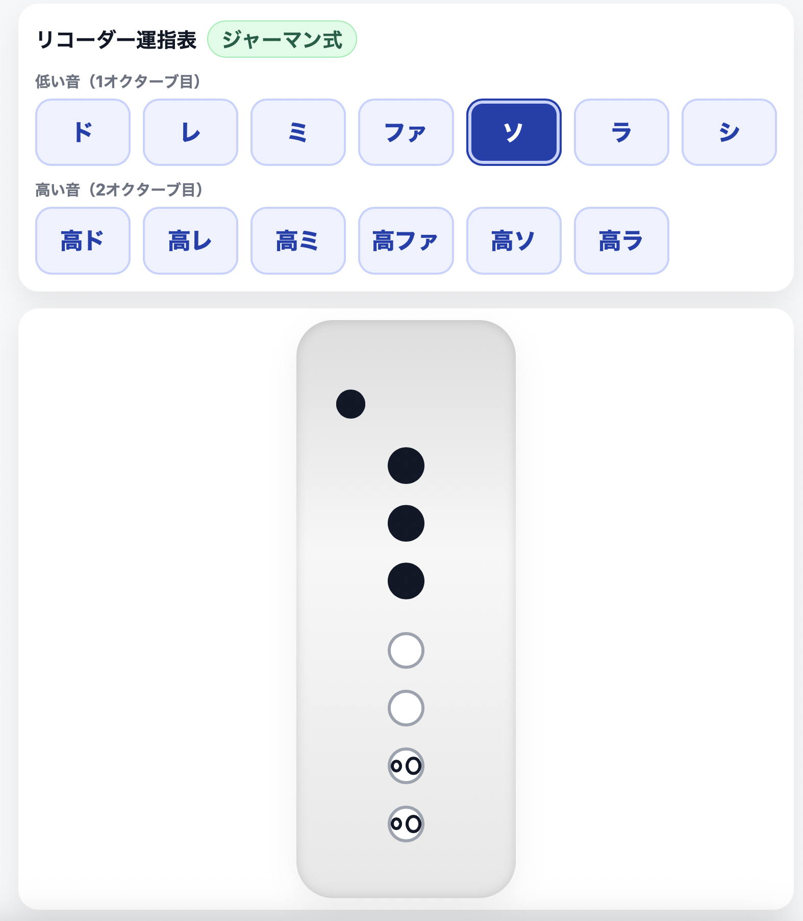 【音楽】リコーダー運指表　ジャーマン式　＃・♭なし